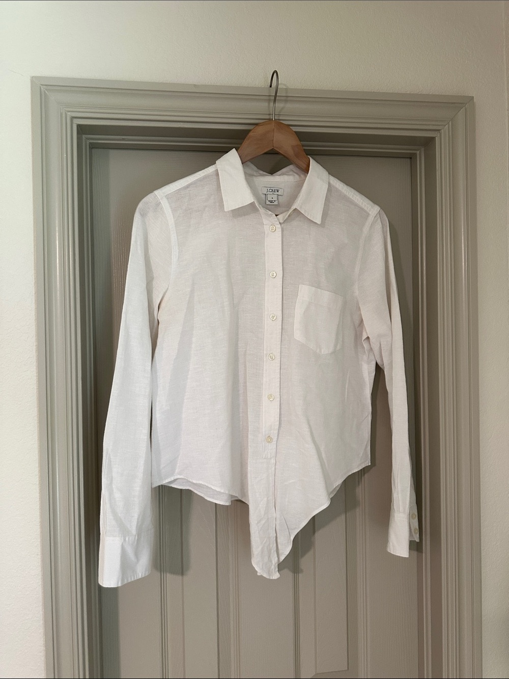 J. Crew Off-White Button Front Shirt with Chest Pocket